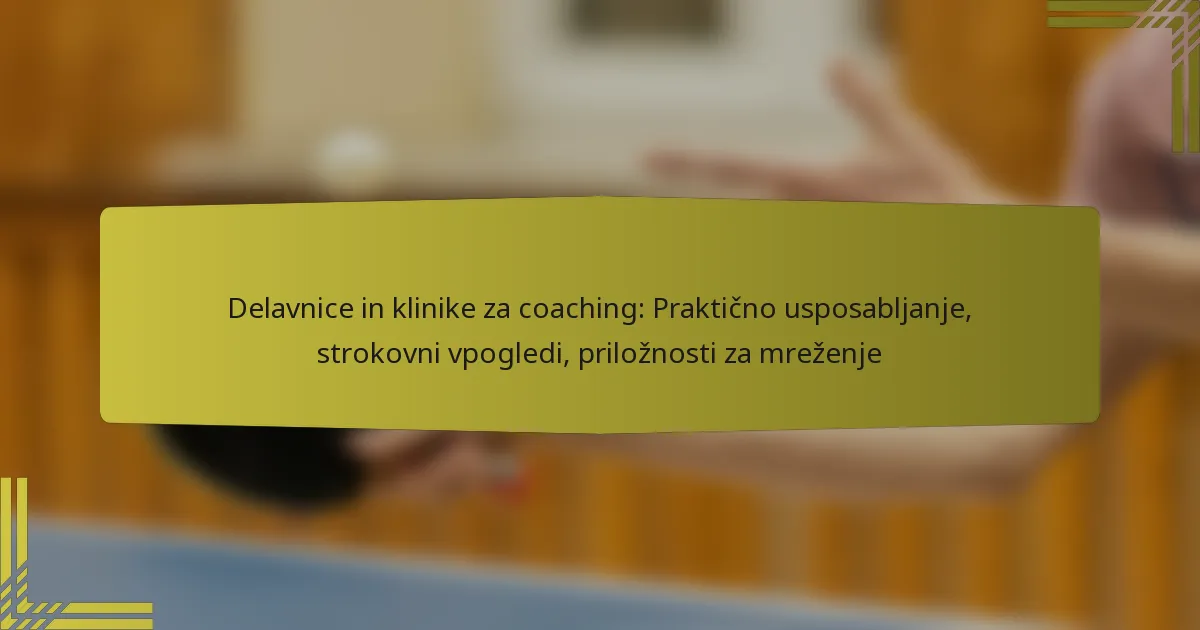 Delavnice in klinike za coaching: Praktično usposabljanje, strokovni vpogledi, priložnosti za mreženje