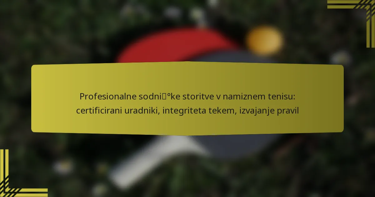 Profesionalne sodniške storitve v namiznem tenisu: certificirani uradniki, integriteta tekem, izvajanje pravil