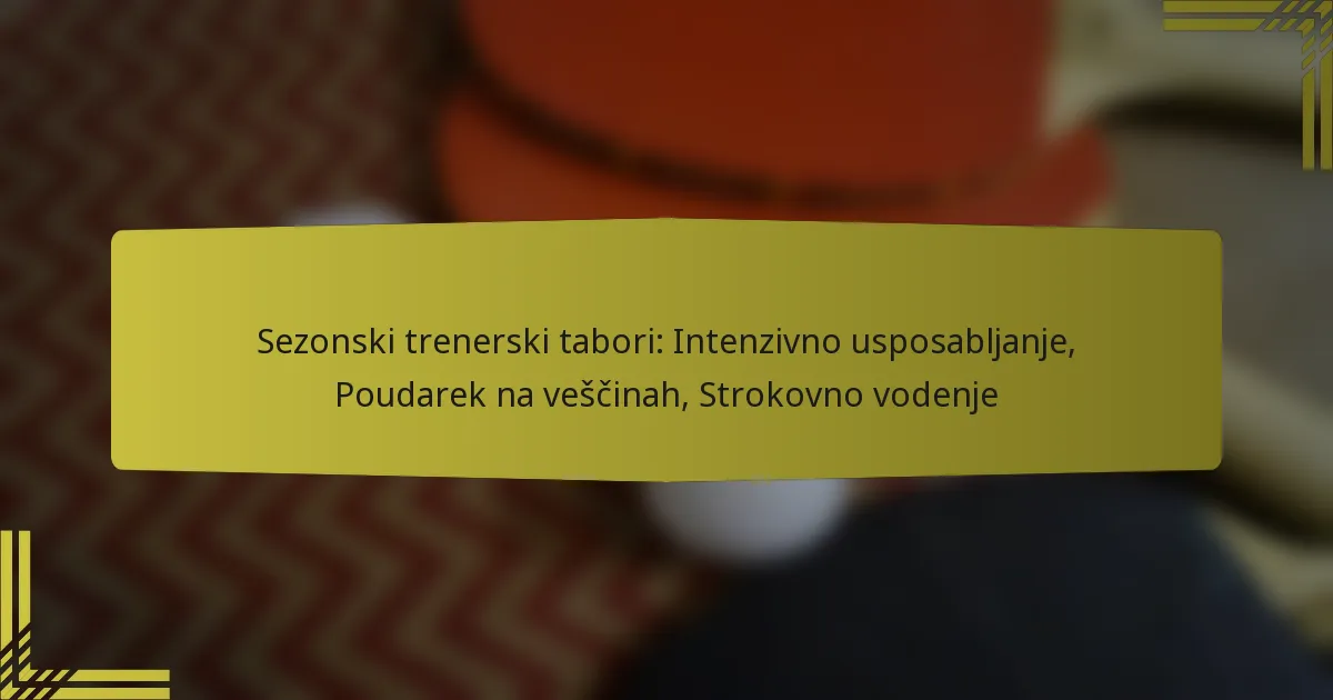 Sezonski trenerski tabori: Intenzivno usposabljanje, Poudarek na veščinah, Strokovno vodenje