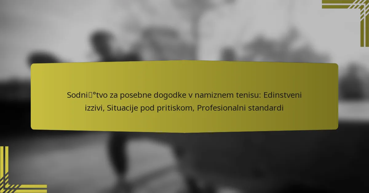 Sodništvo za posebne dogodke v namiznem tenisu: Edinstveni izzivi, Situacije pod pritiskom, Profesionalni standardi