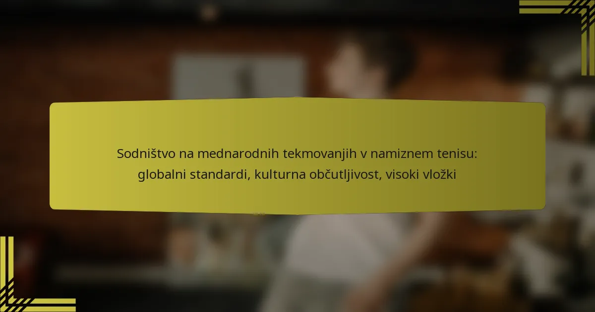 Sodništvo na mednarodnih tekmovanjih v namiznem tenisu: globalni standardi, kulturna občutljivost, visoki vložki