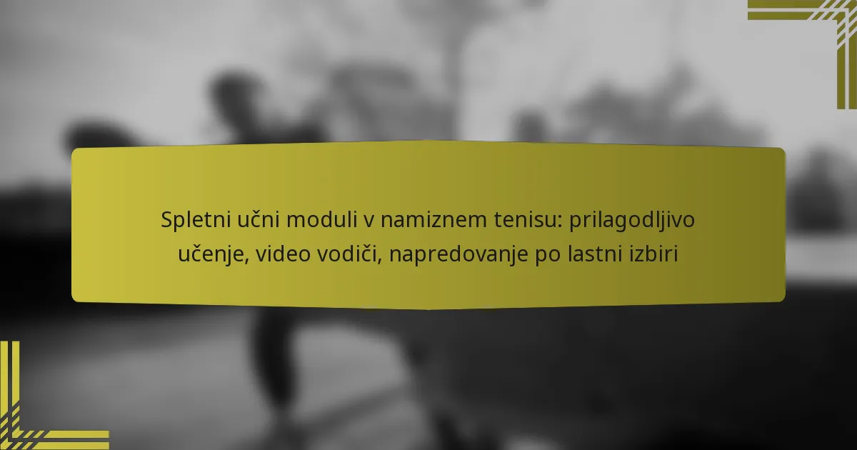 Spletni učni moduli v namiznem tenisu: prilagodljivo učenje, video vodiči, napredovanje po lastni izbiri