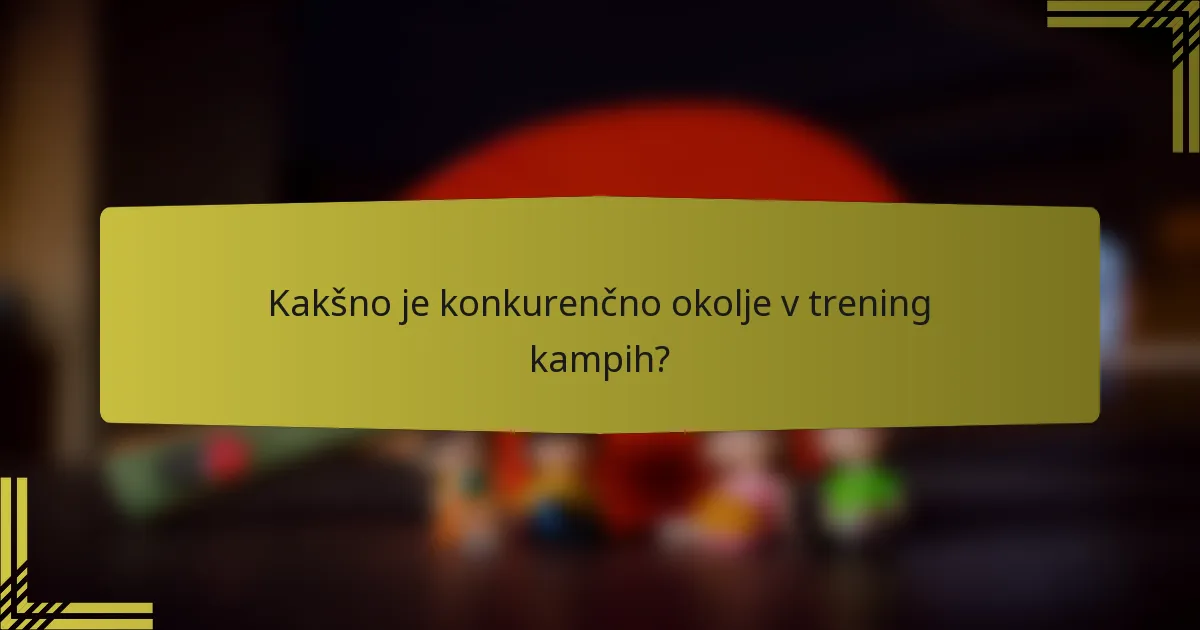 Kakšno je konkurenčno okolje v trening kampih?