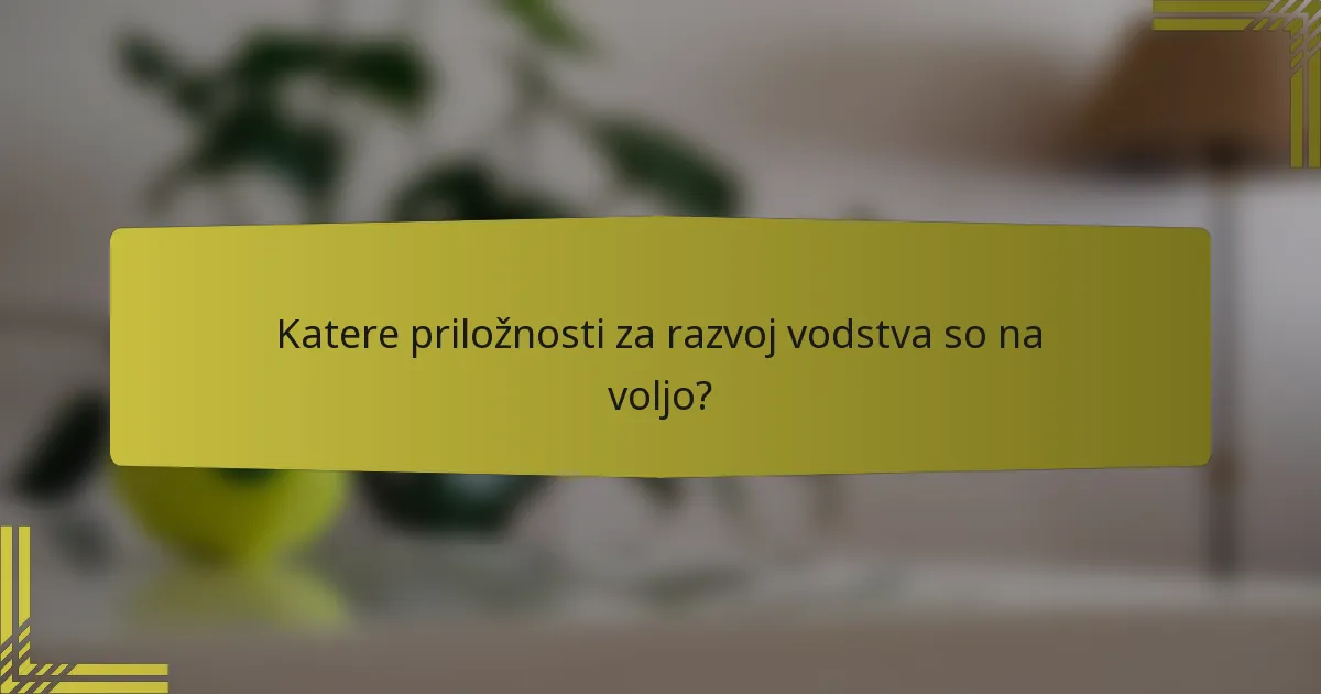 Katere priložnosti za razvoj vodstva so na voljo?